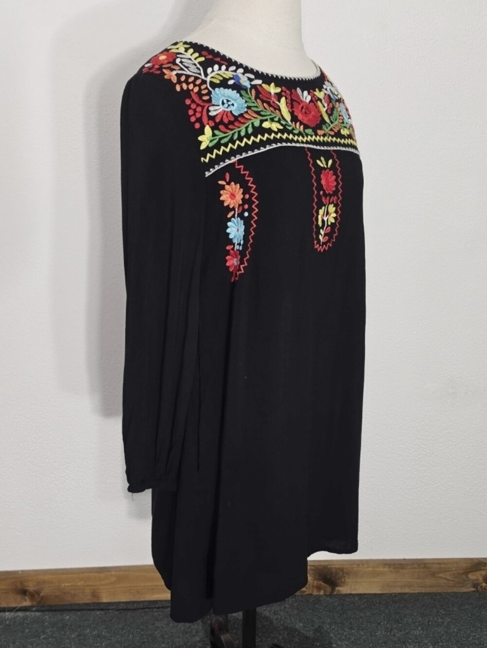Jodifl Dress Boho Peasant Tunic-Length Black Size S - Picture 3 of 14